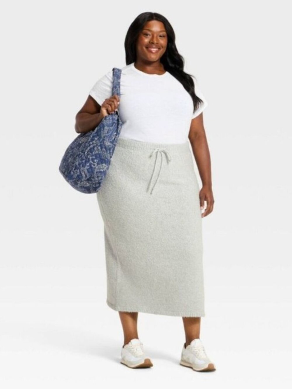 Universal Thread Heather Gray Tie Waist Side Slit Maxi Midi Sweat Skirt NWT 3x
